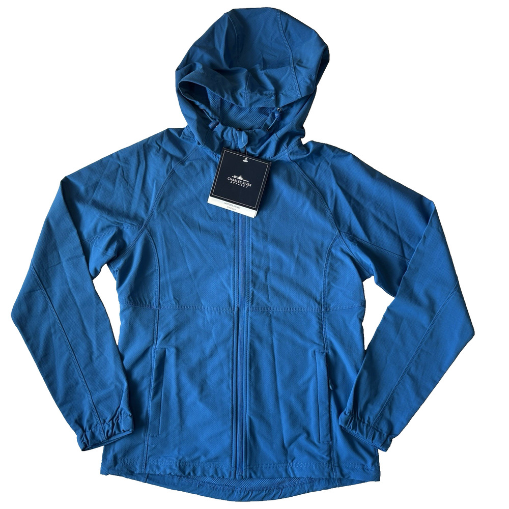 NEW Charles River‎ Women's Size S Latitude Windbreaker Zipper Jacket Hood Blue